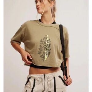 NWT Free People Movement Inspire Logo Tee Sage Combo/ Evergreen Size Small